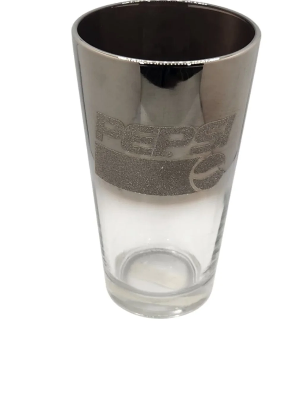 Vintage Pepsi Pint Glass 16oz Silver Ombre Frosted Logo Tumbler Barware Retro